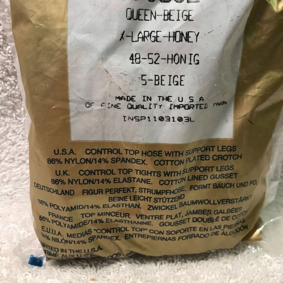 Silkies Control Top Hose Queen Beige X-Large Honey Nylon Spandex Support Legs - Picture 4 of 5